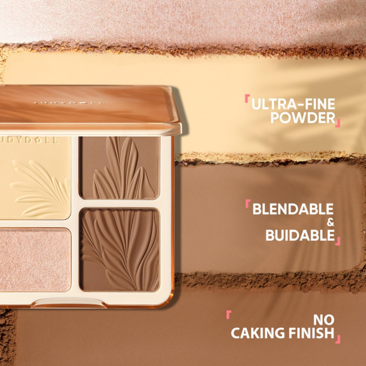Close-up of JUDYDOLL Contour Palette creamy powder texture
