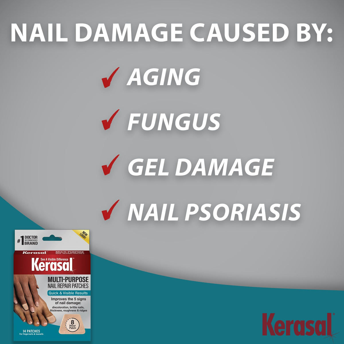Close-up of Kerasal nail repair patch on a finger