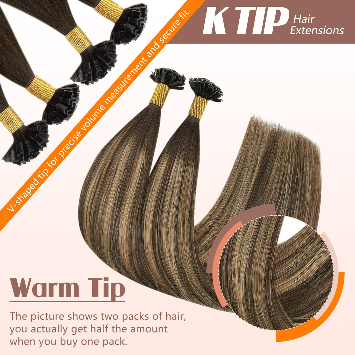 Close-up of keratin bond on Sunny Hair K Tip Extensions