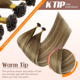 Close-up of keratin bond on Sunny Hair K Tips Extensions