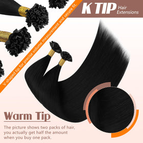 Close-up of keratin bond on Sunny Hair K Tips Hair Extensions