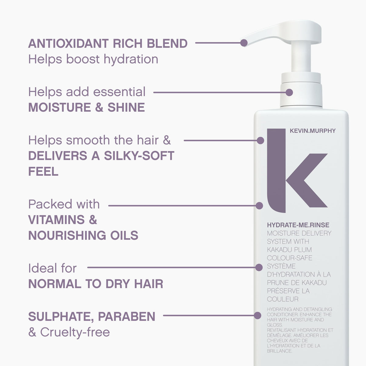 Close-up of KEVIN.MURPHY HYDRATE-ME.RINSE bottle