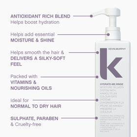 Close-up of KEVIN.MURPHY HYDRATE-ME.RINSE bottle