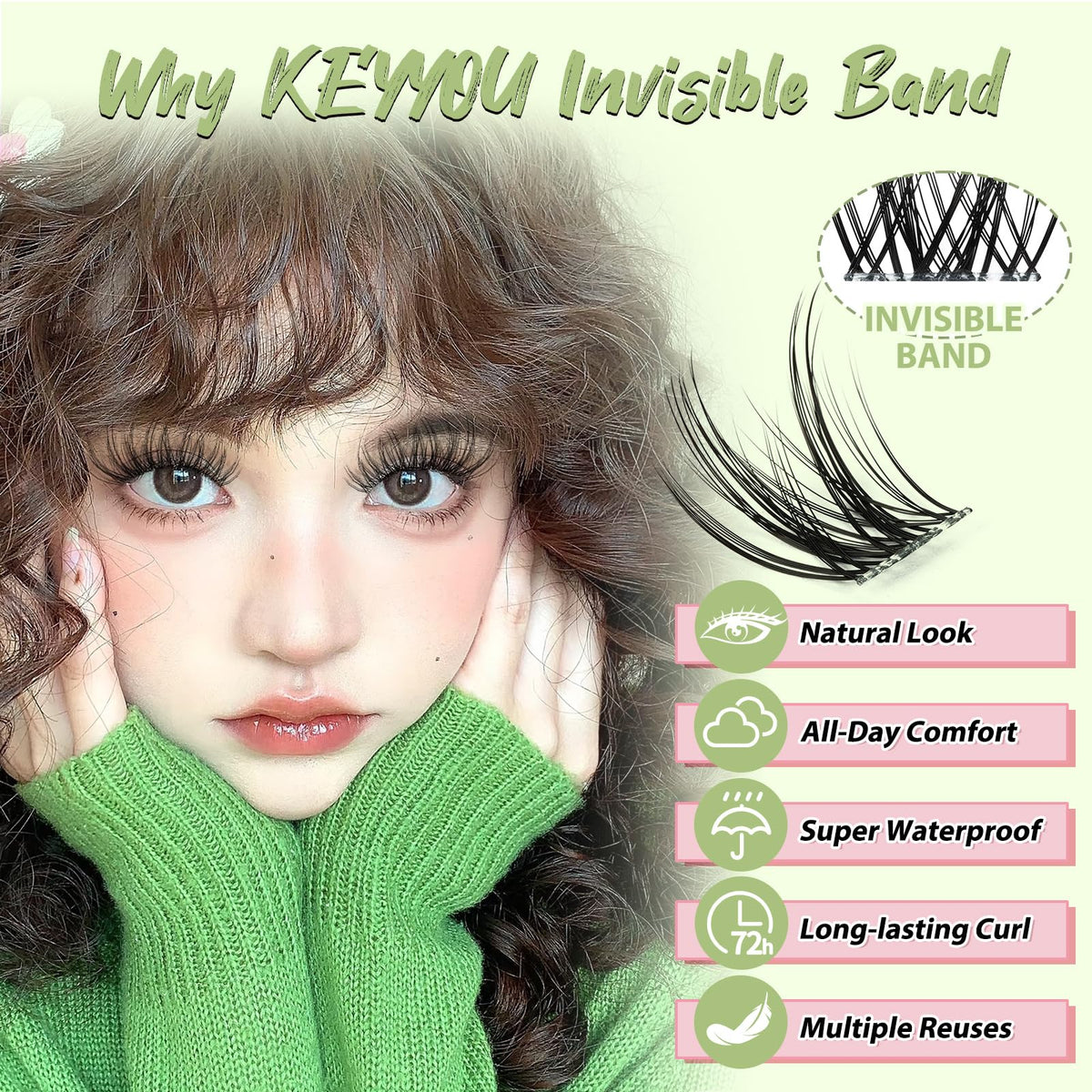 Close-up of KEYYOU Angel Lash Clusters showing texture