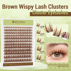 Close-up of KEYYOU Brown Lash Clusters C Curl