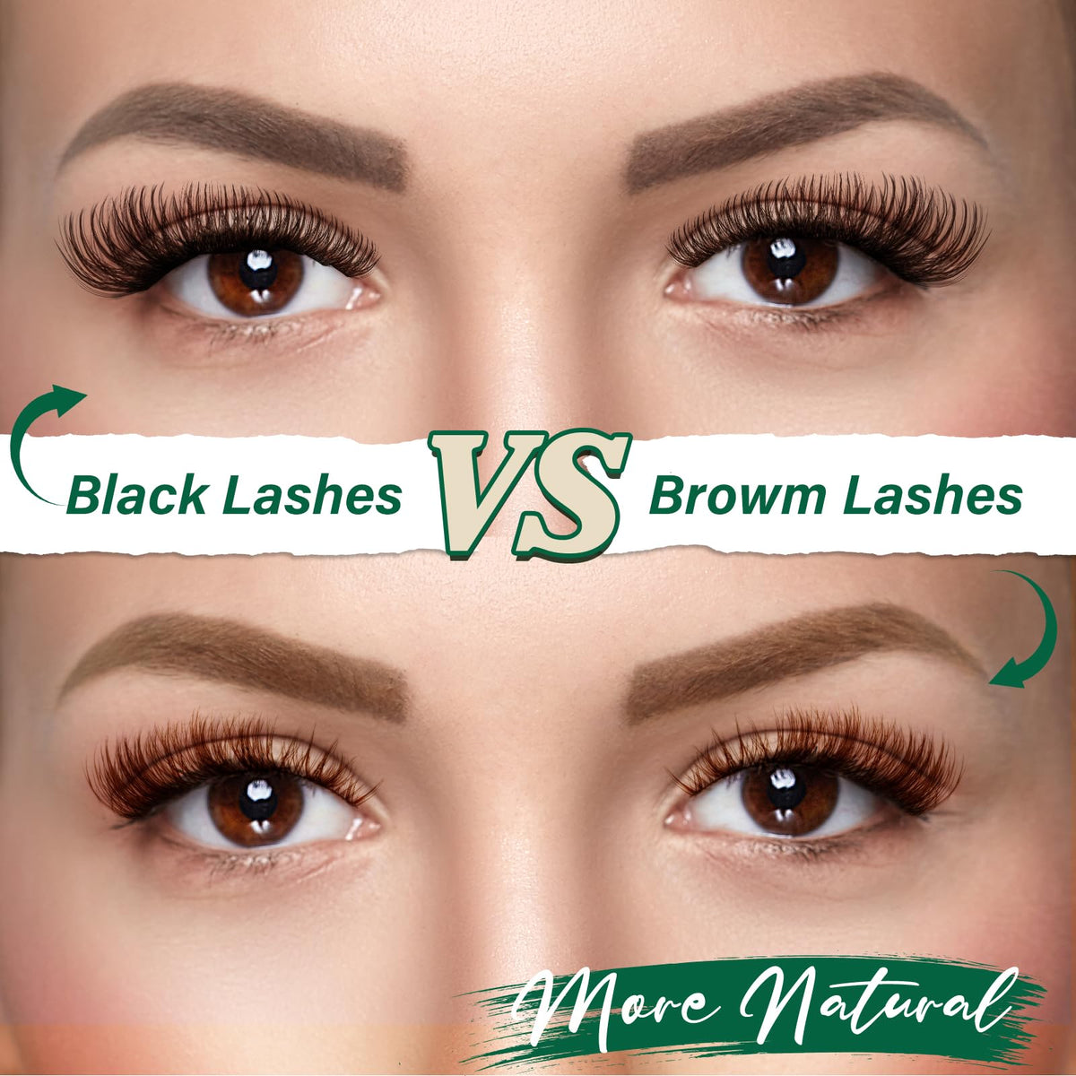 Close-up of KEYYOU Brown Lash Clusters in various lengths