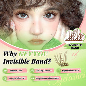 Close-up of KEYYOU invisible lash clusters showing texture
