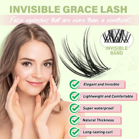 Close-up of KEYYOU invisible lashes blending with natural lashes