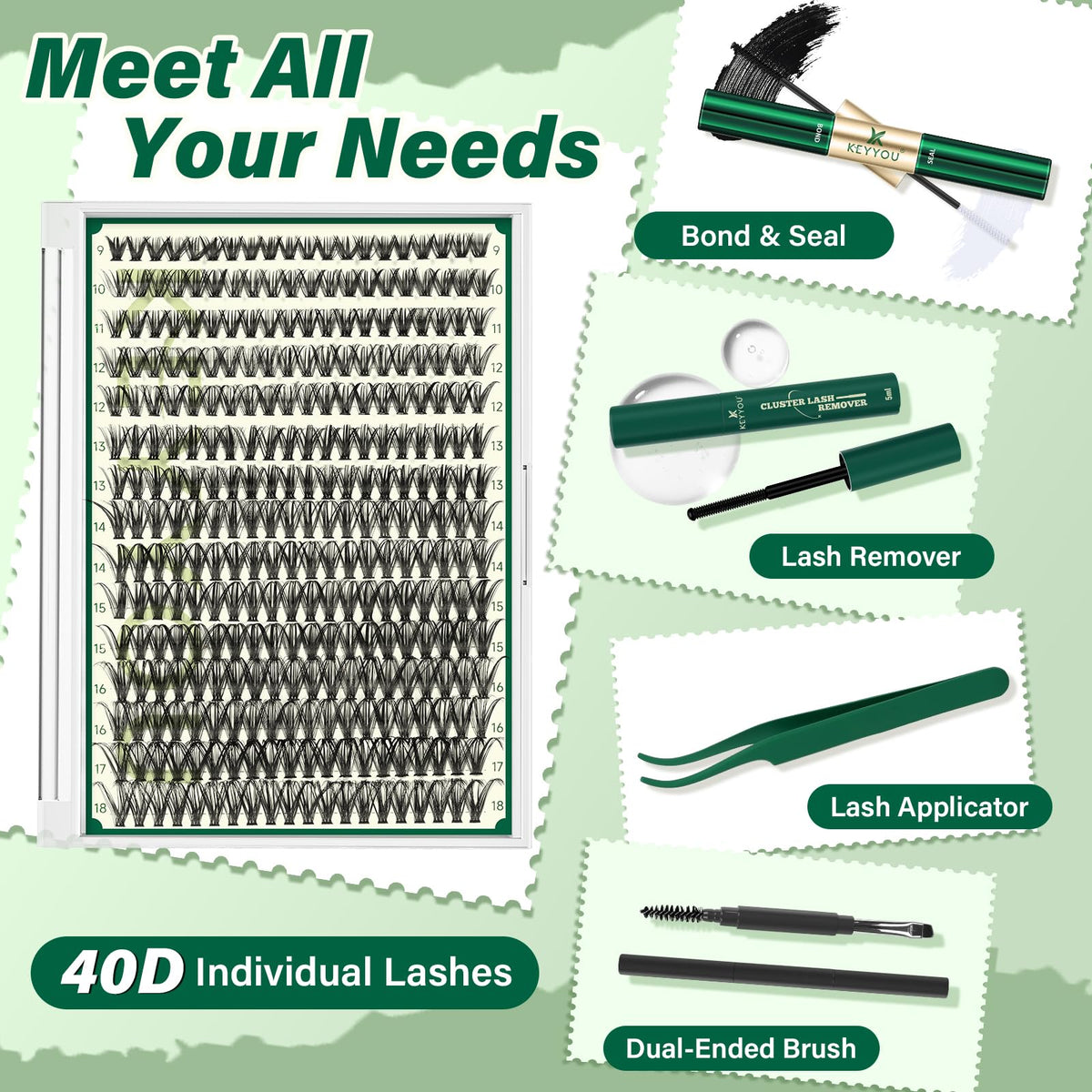 Close-up of KEYYOU lash bond and seal solutions
