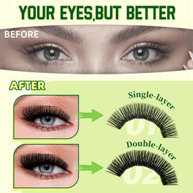 Close-up of KEYYOU lash clusters showing different lengths