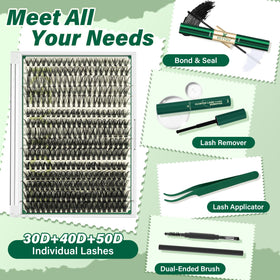 Close-up of KEYYOU lash strips showing length options