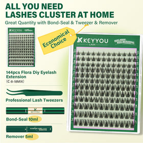 Close-up of KEYYOU wispy lash clusters in various lengths