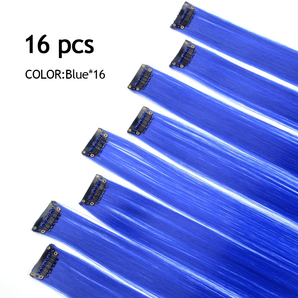 Close-up of KGBFASS blue clip-in hair extensions