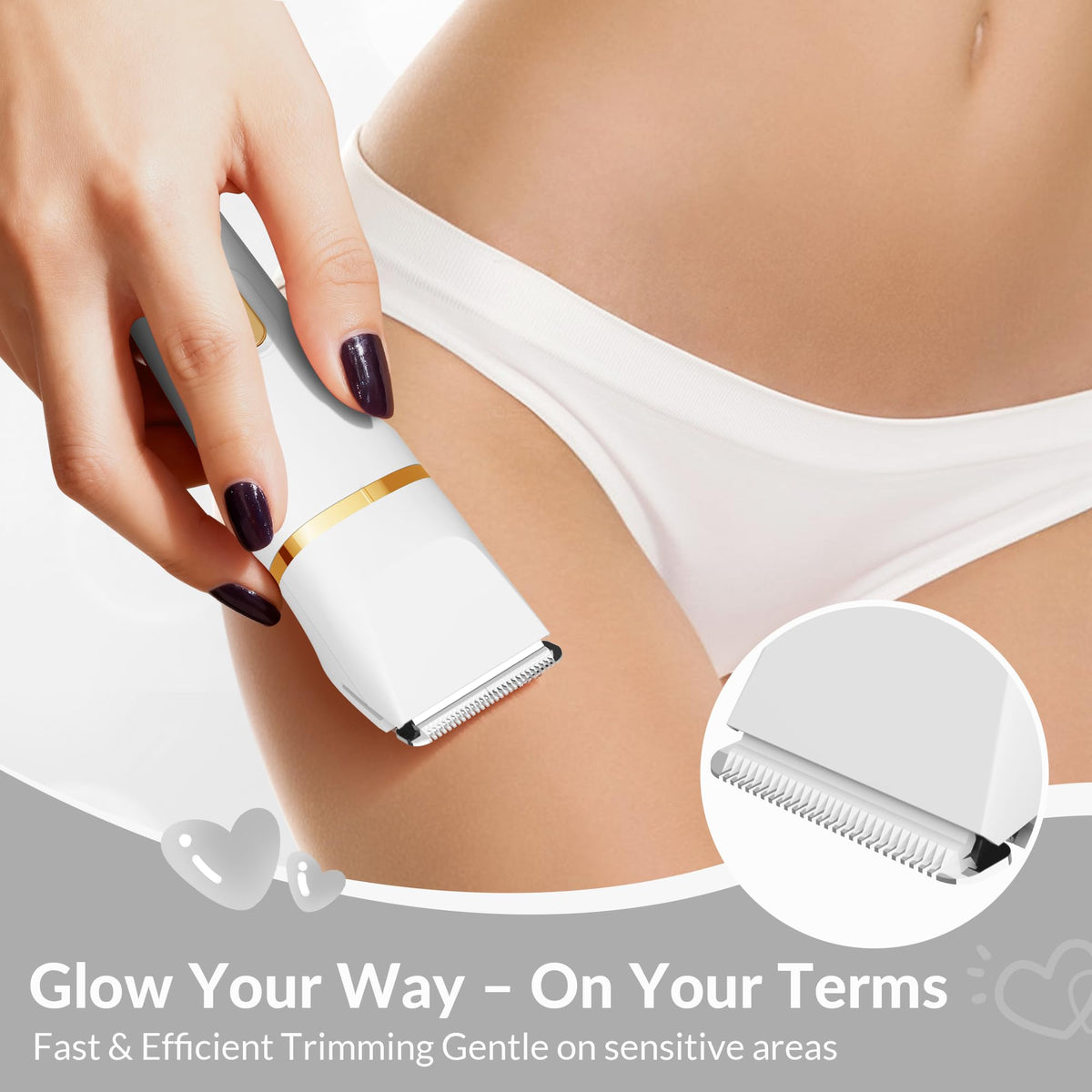 Close-up of KINGTEE bikini trimmer head for body use