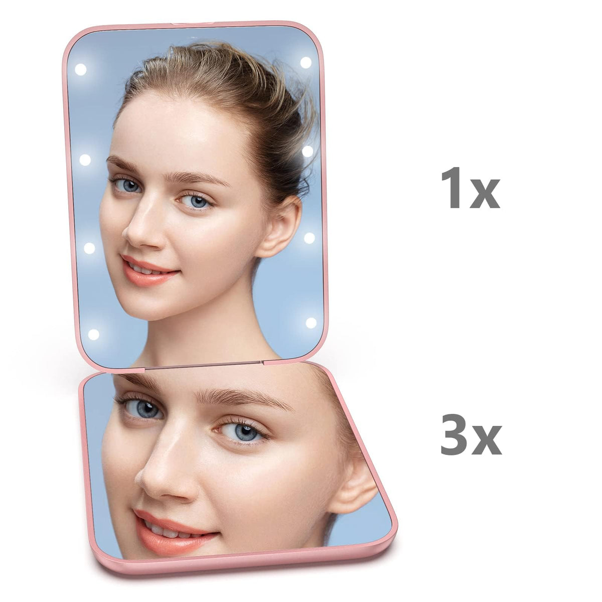 Close-up of Kintion Pocket Mirror showing LED light switch