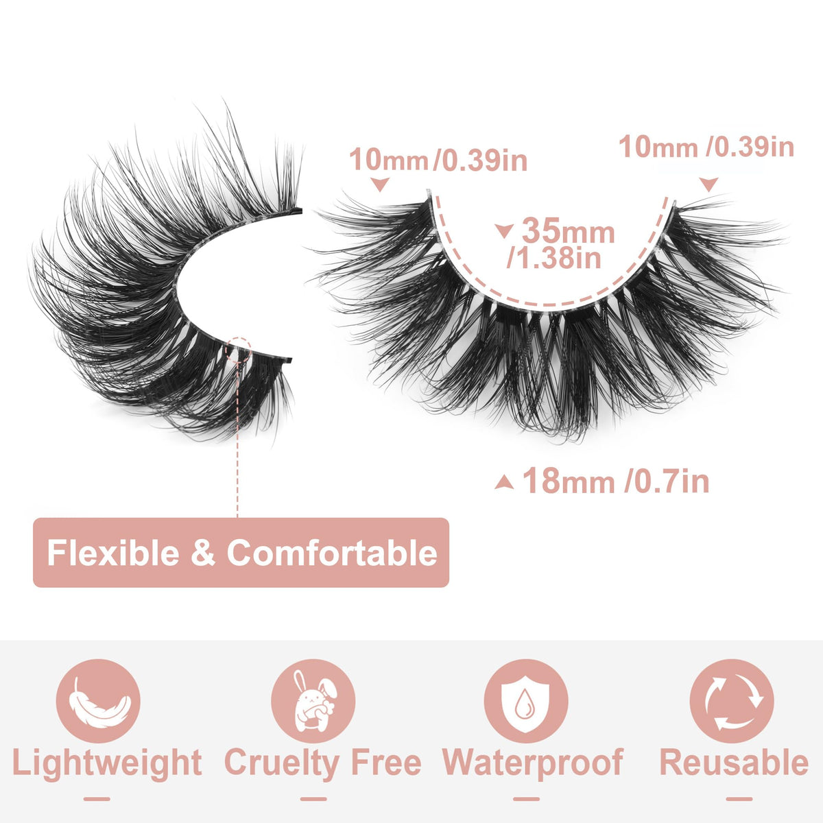 Close-up of Kiromiro faux mink lashes showing the thin band