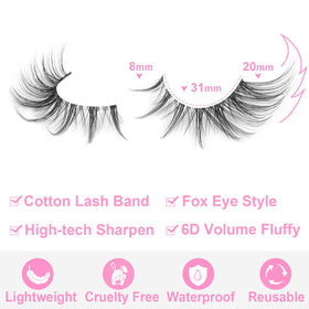 Close-up of Kiromiro Fox Eye False Eyelashes showing soft cotton band