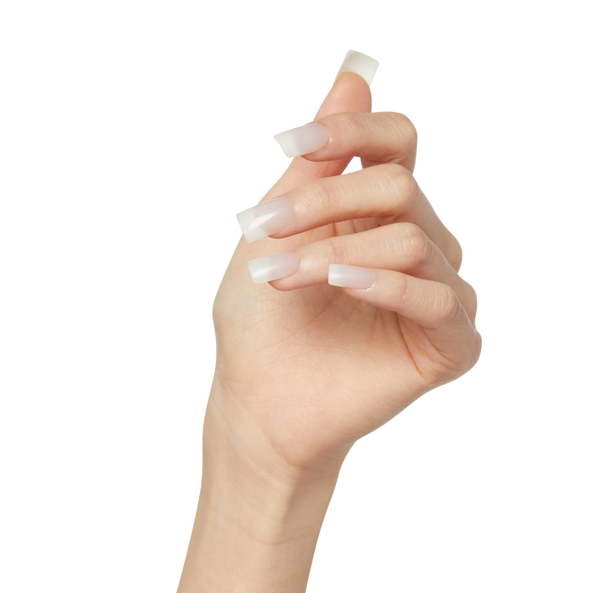 Close-up of KISS Salon Acrylic Press-On Nails showing medium square shape