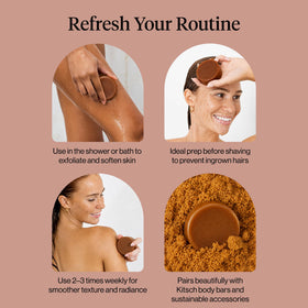 Close-up of Kitsch Exfoliating Sugar Scrub Body Wash Bar Soap texture