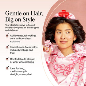Close-up of Kitsch heatless curl headband in pink