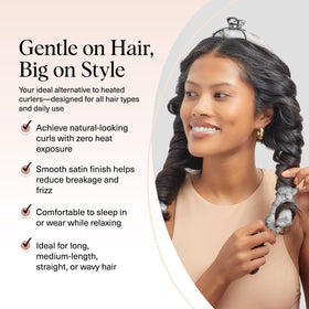 Close-up of Kitsch satin heatless curler with soft texture