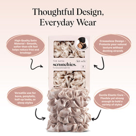 Close-up of Kitsch satin scrunchies showing texture