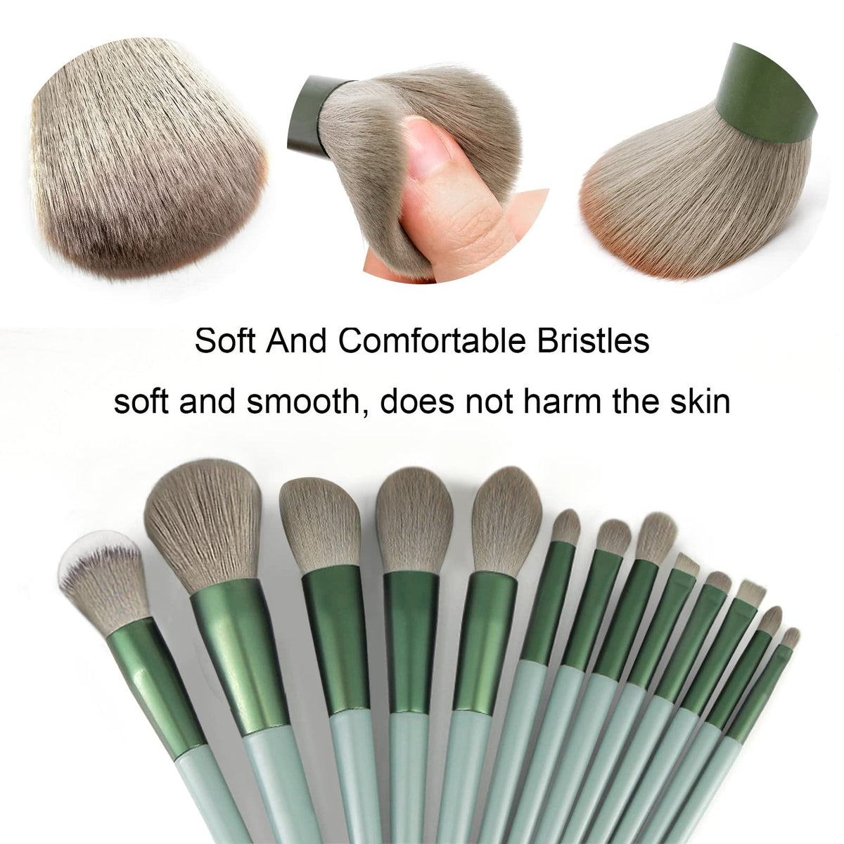 Close-up of Koccido makeup brushes with soft bristles