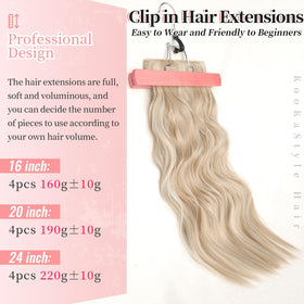 Close-up of KooKaStyle Clip in Hair Extensions clips