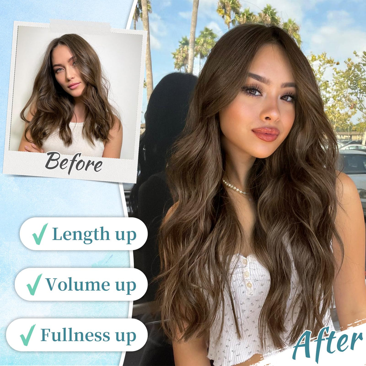 Close-up of KooKaStyle Clip in Hair Extensions clips