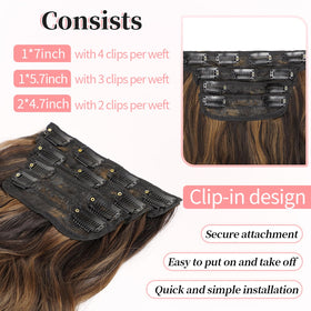 Close-up of KooKaStyle Wavy Clip in Hair Extensions clips