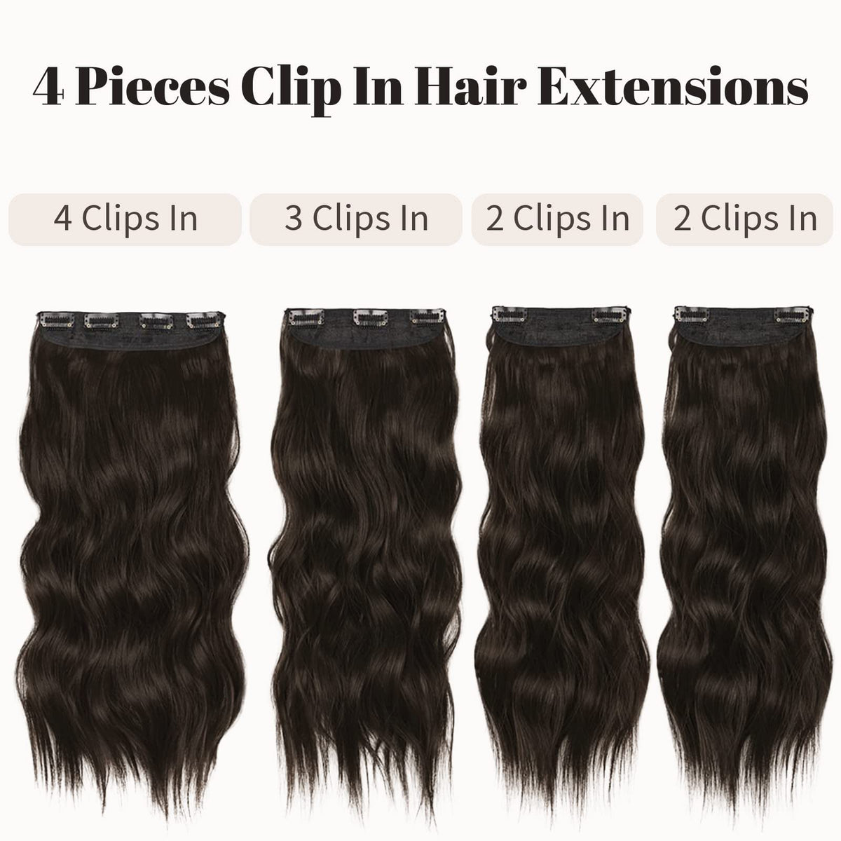 Close-up of KooKaStyle Wavy Thick Clip in Hair Extensions clips