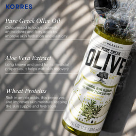 Close-up of KORRES Olive Shower Gel texture