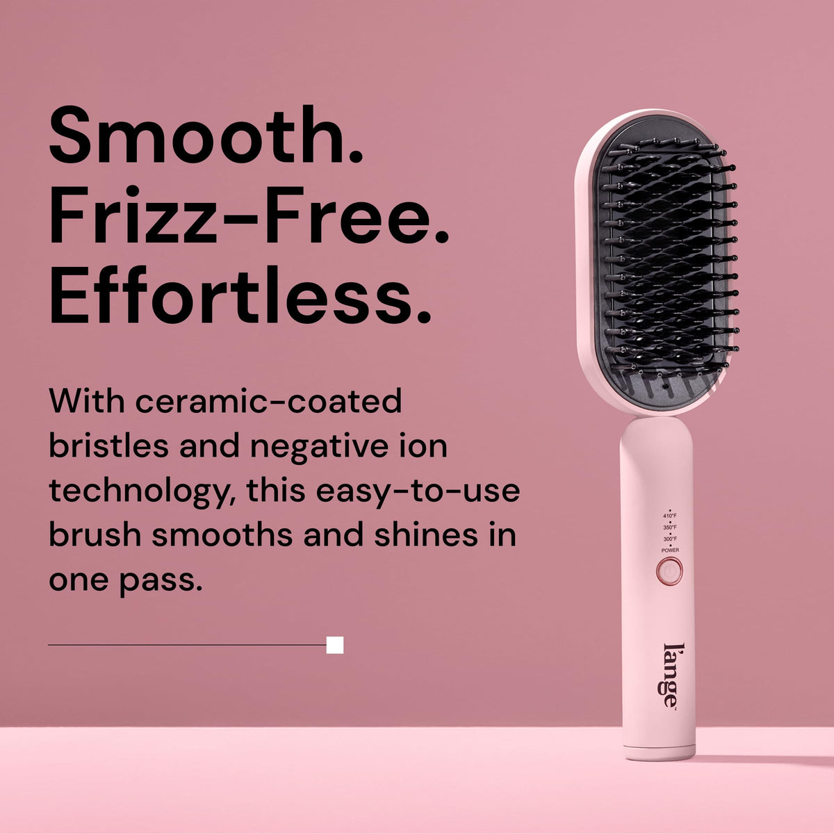 Close-up of L'ANGE HAIR Mane Pass Straightening Hot Brush ceramic bristles