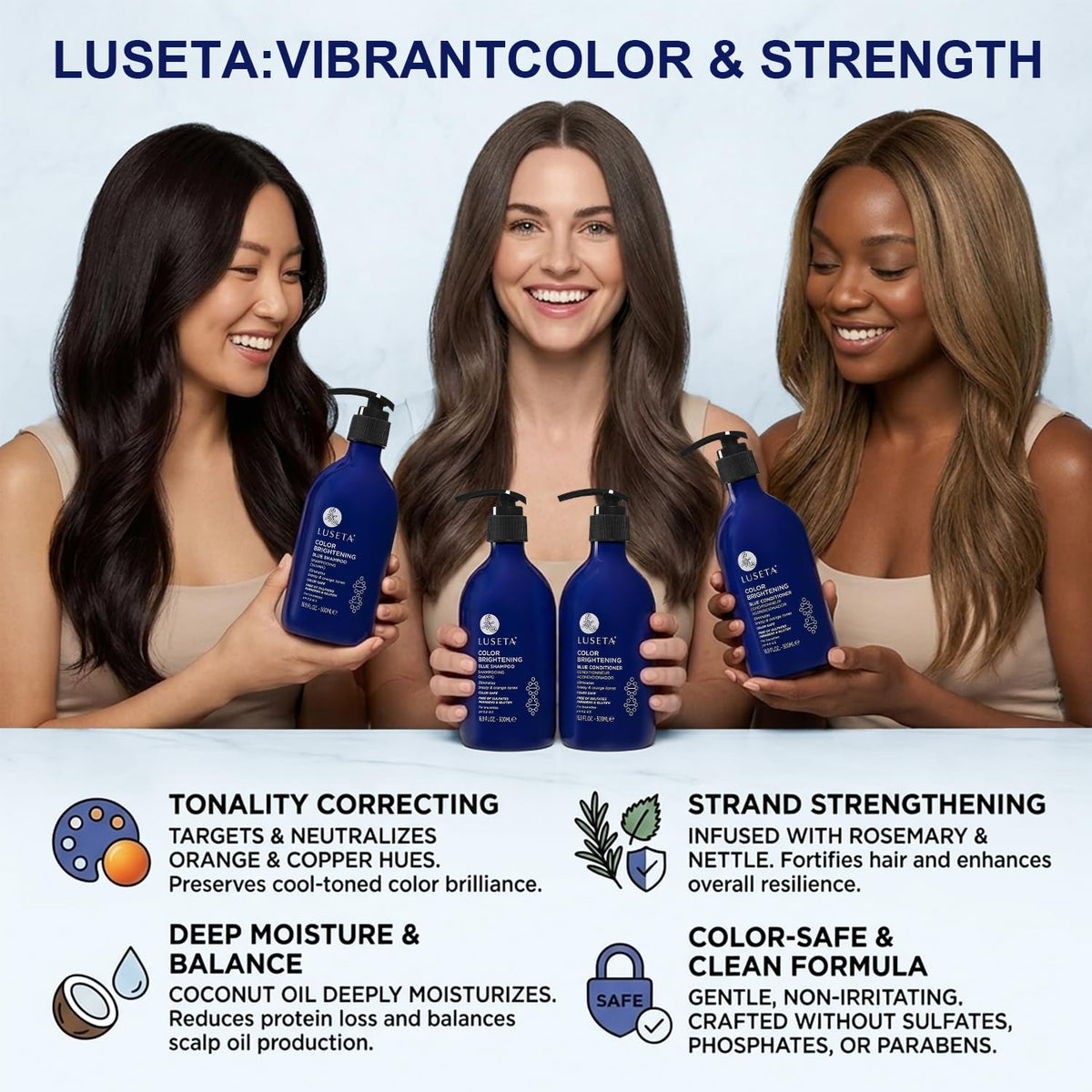 Close-up of L LUSETA Blue Shampoo texture