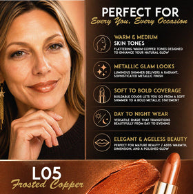 Close-up of L'Paige Frosted Copper Lipstick bullet