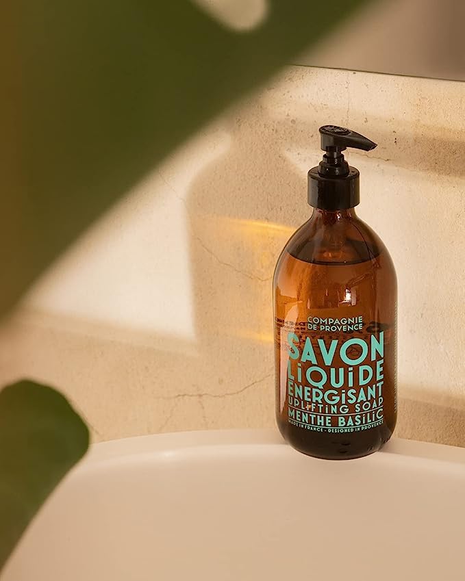Close-up of La Compagnie de Provence Mint Basil Liquid Soap texture