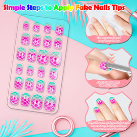 Close-up of Labeol press on nails showing glue tabs