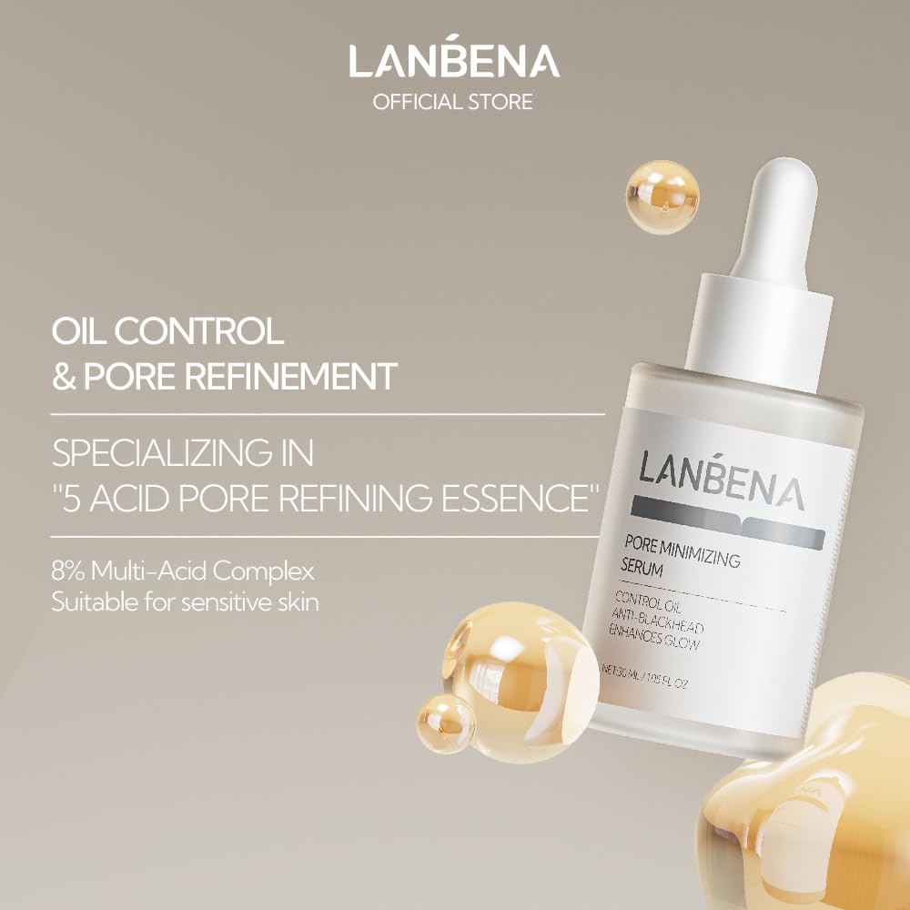 Close-up of LANBENA Pore Minimizer Serum 2.0 bottle