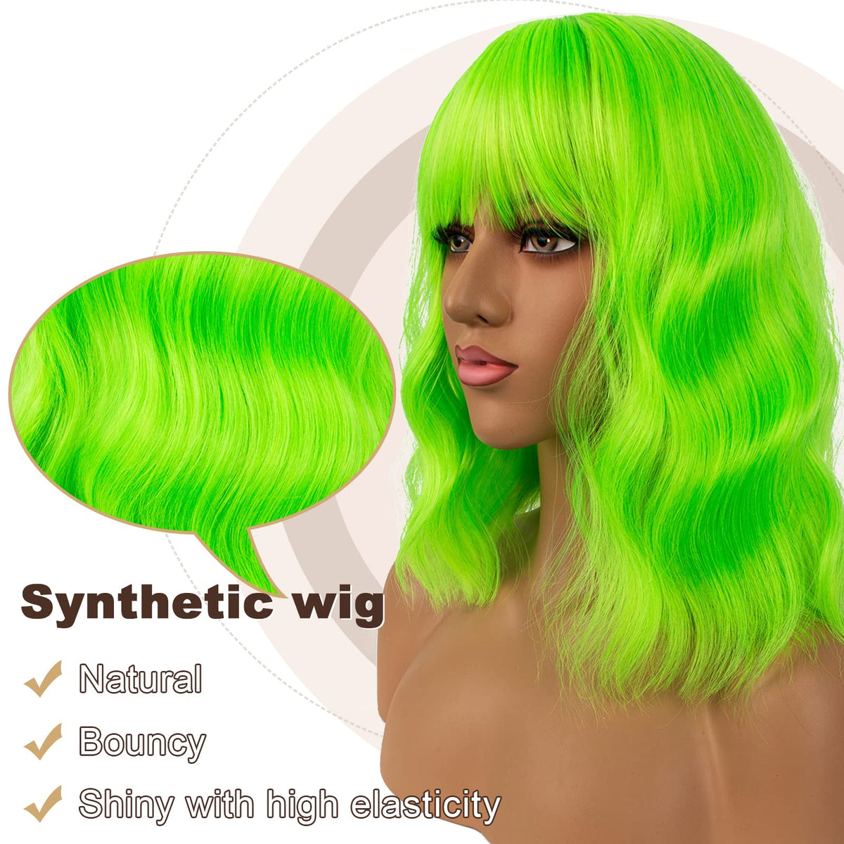 Close-up of LANCAINI Short Bob Wig bangs