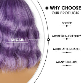 Close-up of LANCAINI Short Bob Wig bangs detail