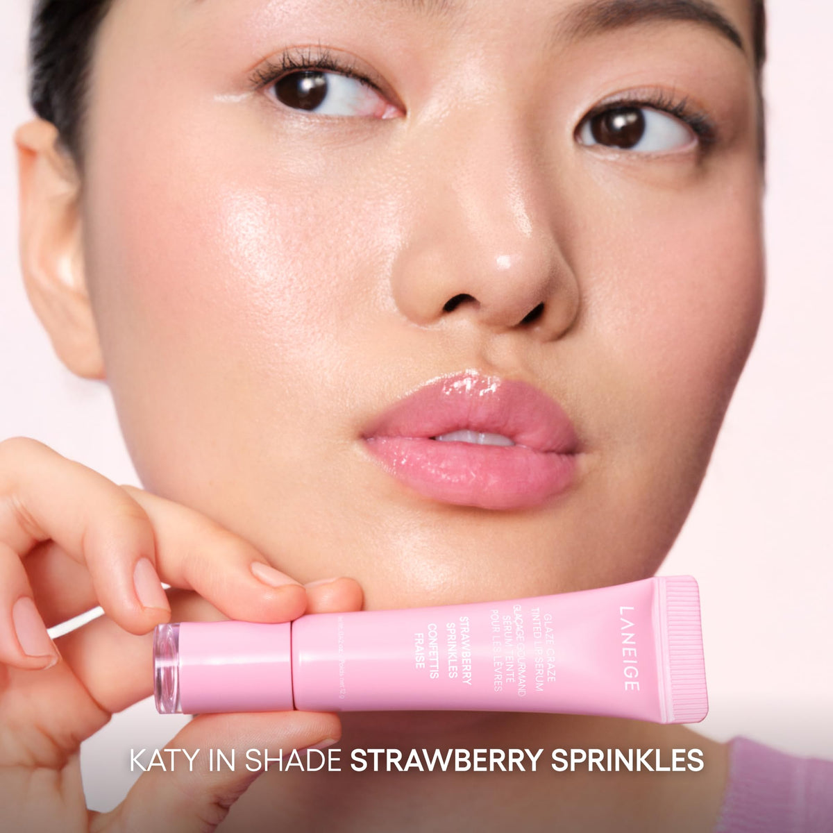 Close-up of LANEIGE Glaze Craze Lip Serum in Strawberry Sprinkles