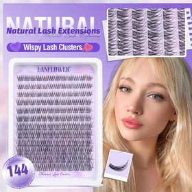 Close-up of LANFLOWER wispy lash clusters in various lengths