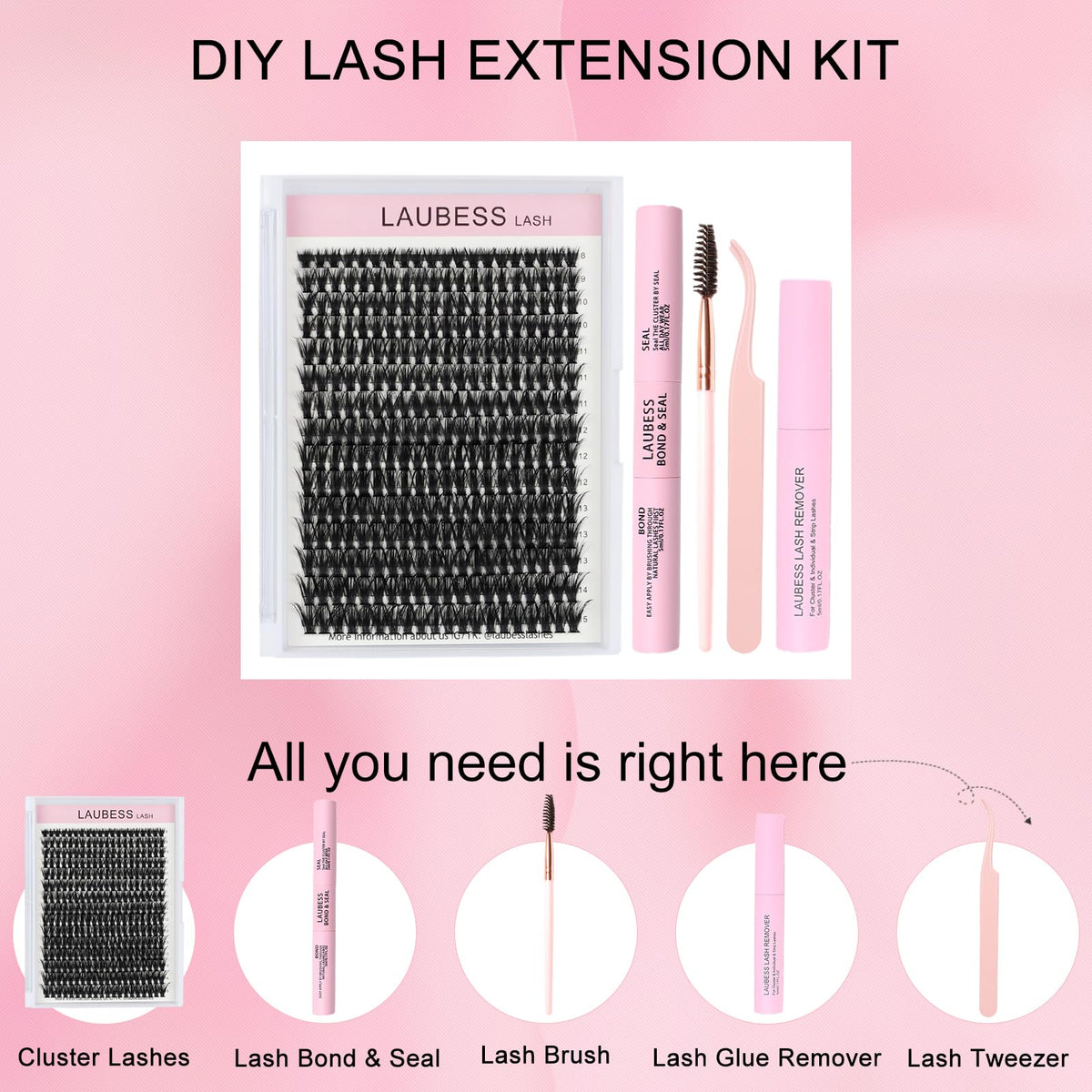 Close-up of lash bond and seal from LAUBESS LASH kit