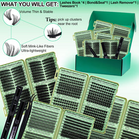 Close-up of LASHSUN cluster lashes in various styles