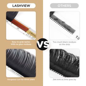 Close-up of LASHVIEW D Curl 10mm lashes