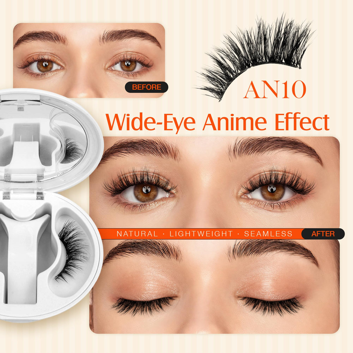 Close-up of LASHVIEW Magnetic Eyelashes with built-in mirror