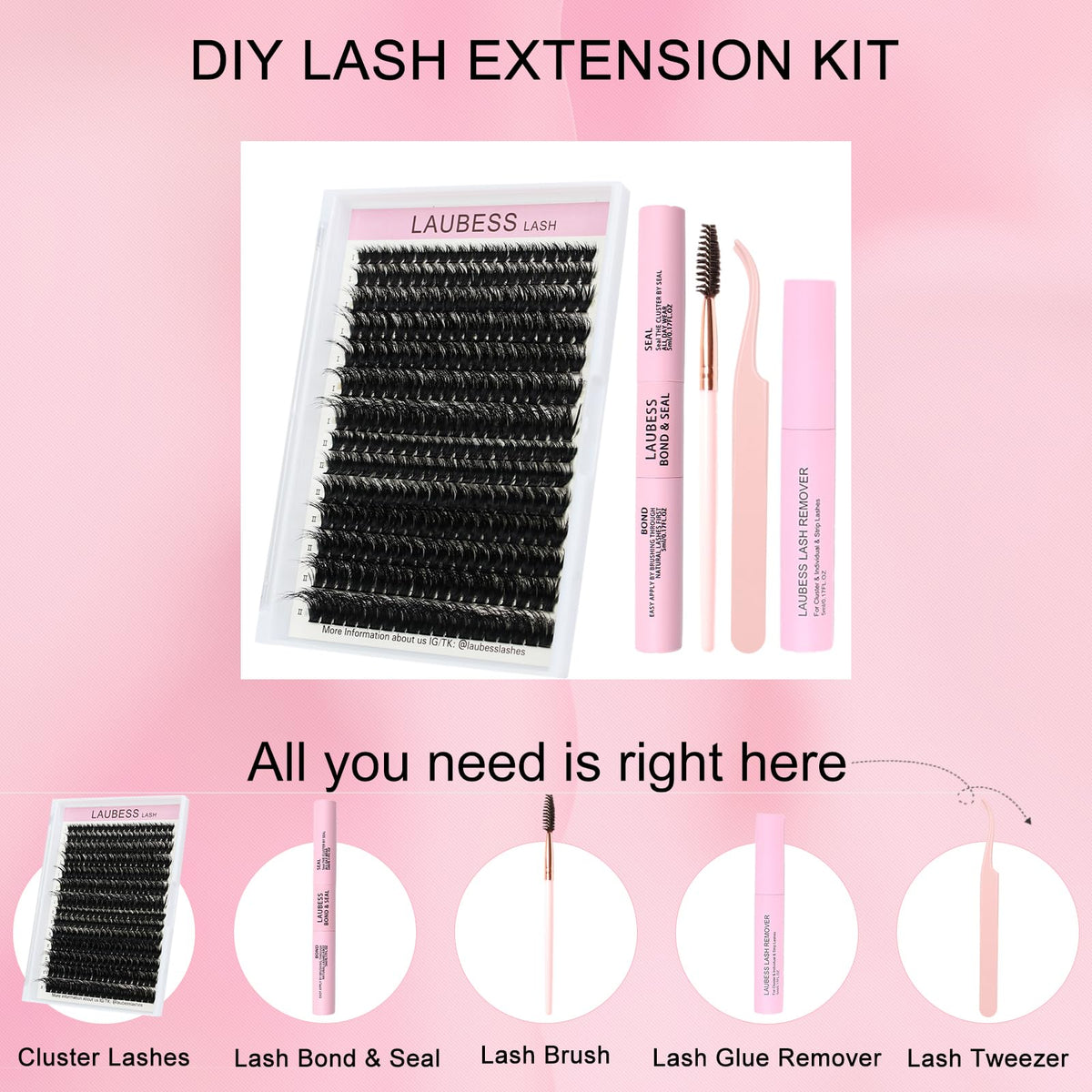Close-up of LAUBESS lash clusters in packaging