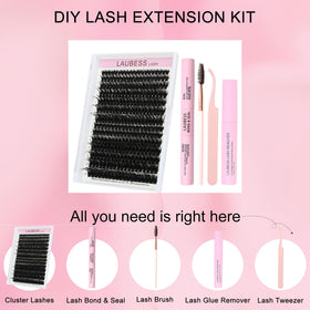 Close-up of LAUBESS lash clusters in packaging