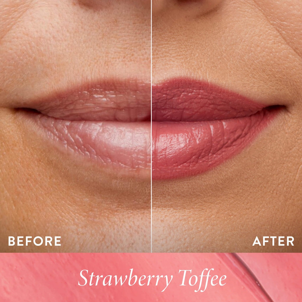 Close-up of LAURA GELLER Italian Marble Sheer Hydrating Lipstick Strawberry Toffee