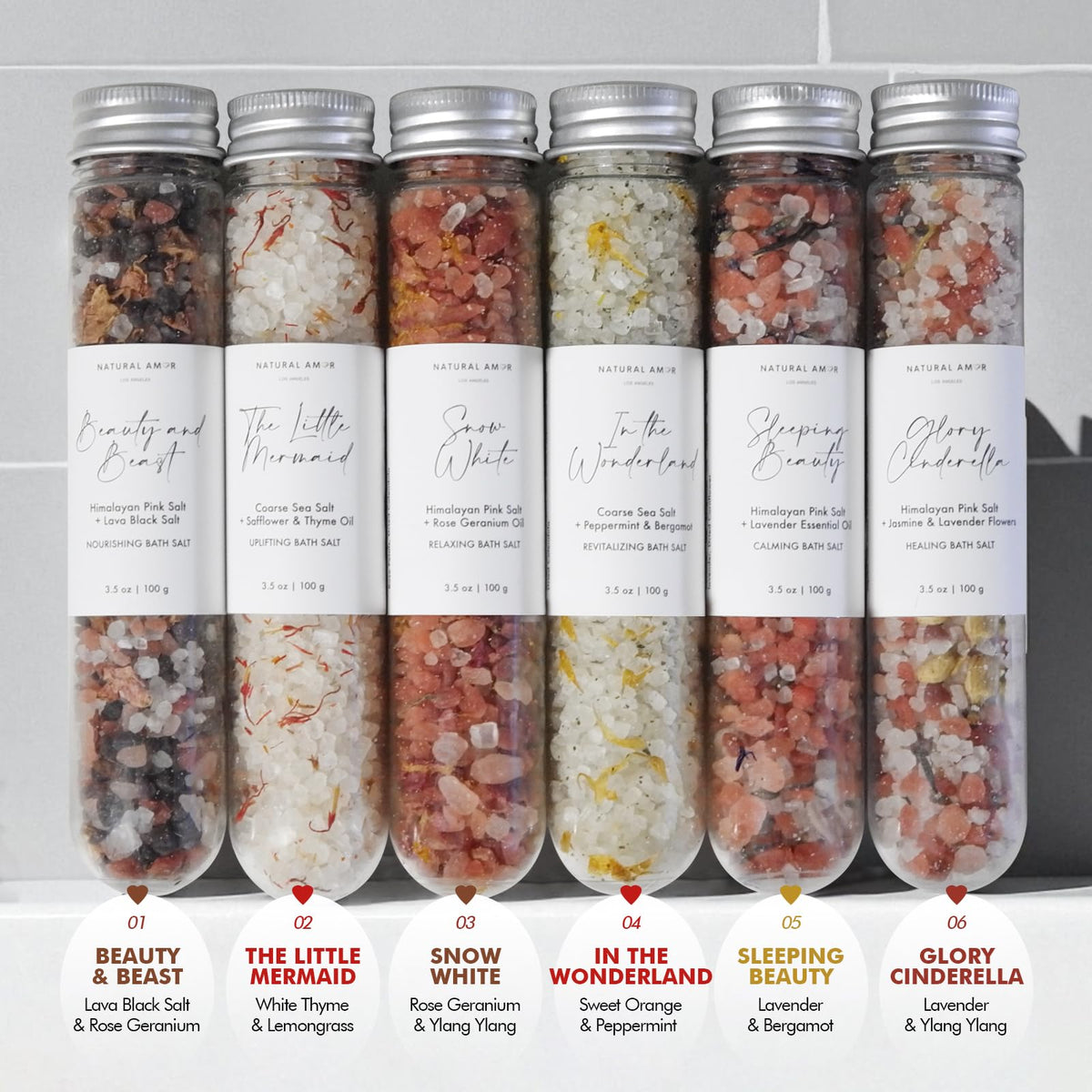 Close-up of lavender bath salt in the gift set